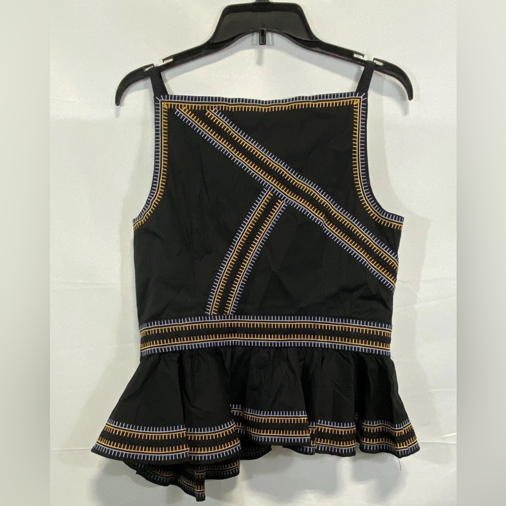 White House Black Market Black Peplum Top with Embroidery - Picture 6 of 10